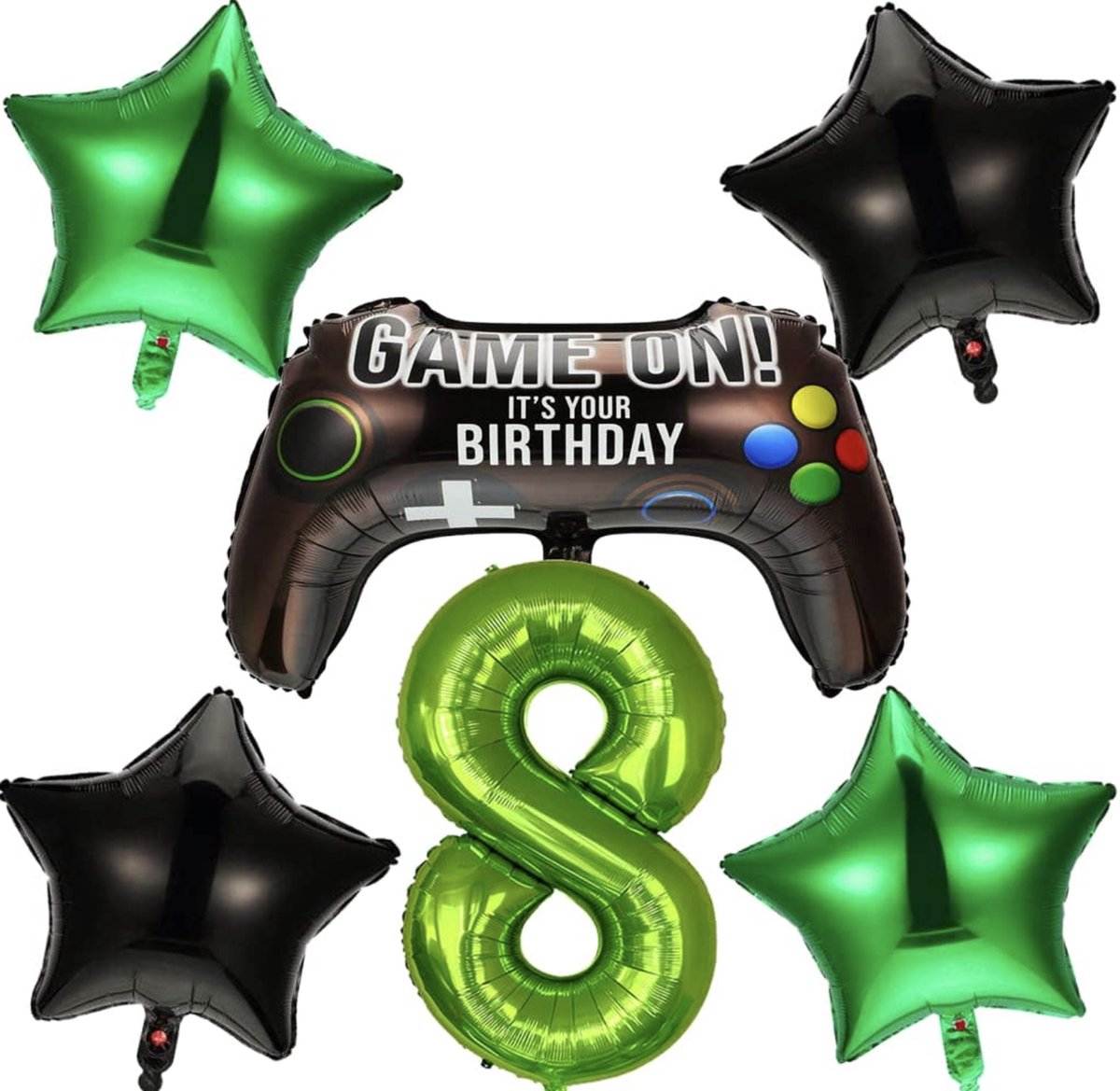 8 jaar game on ballonnen set || Op werkdagen voor 16:00 besteld = volgende werkdag verzonden